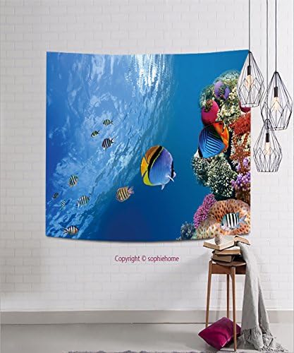 sophiehome Tapestries74697637Threadfinbutterflyfish(Chaetodonauriga),RedSea,Egypt hanging magical thinking tapestry 51.2W x 51.2L Inches