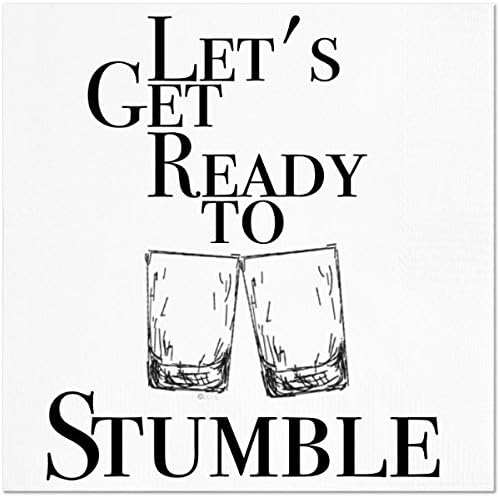 Funny Napkins - LET'S GET READY TO STUMBLE - Boutique Cocktail Napkins, 5"X5", Pack Of 20 Party Napkins