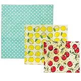 Eco-friendly Reusable Food Storage Wraps by BeeWize-An Organic Cotton All-Natural Biodegradable Alternative to Plastic Wrap-Washable and Compostable-Gently Scented with Organic Lemon Essential Oil