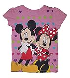 Disney Mickey and Minnie Mouse Heart Background T-Shirt - Pink