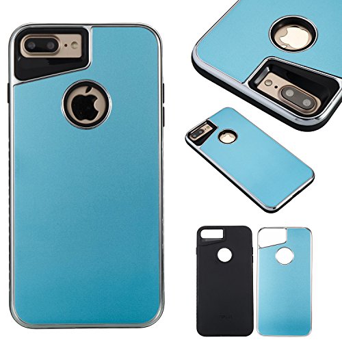 iPhone 8 Plus Case, Ultra Thin iPhone 7 Plus Case Cover, Cute iPhone 7 Plus Blue Case,Soft Rubber Hard Aluminum Back Cover Shock-Absorption iPhone 7 Plus Protective Case for Apple iPhone 7 Plus 8 Plus