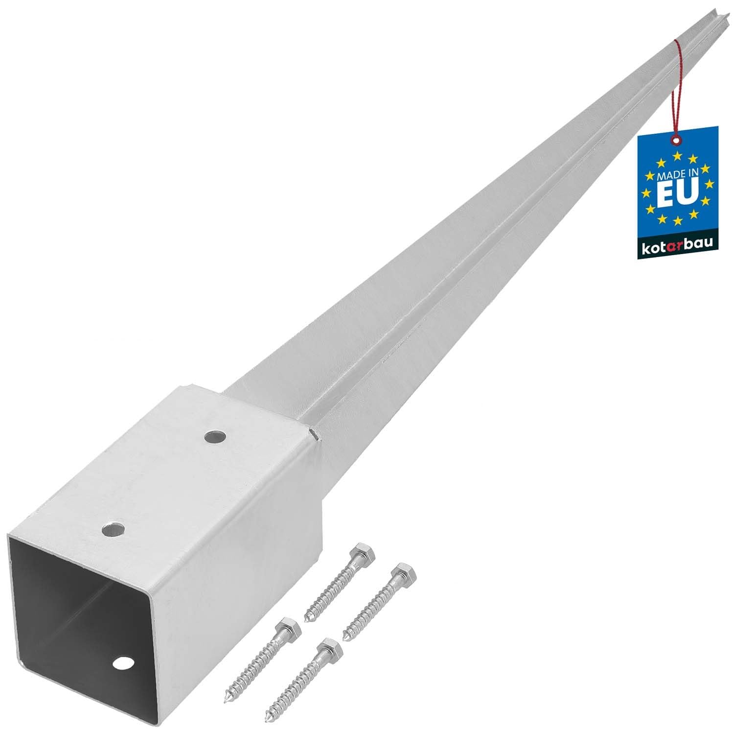 KOTARBAU® Ground Anchor - Post Spike - Galvanised Steel - 75 cm (29.5 inches) - Silver - Ground Anchors Heavy Duty - 81 × 81 mm (3.19 × 3.19 in) - Post Brackets - Weather Resistant