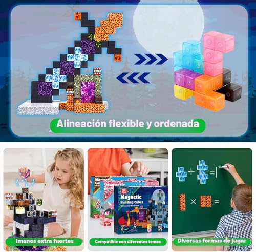 GraceDuck Magnetic Blocks - 150 Pieces Building Magnet Dark Castle Sword Domain - Magnetic Building Toys - Stem Montessori Sensory Toys for Toddlers 6, 7,