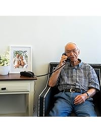 iSoHo Phones   Teléfono Trimline con cable   Teléfono para adultos mayores .  Teléfono para personas con discapacidad auditiva   Negro   Teléfono retro   Versión mejorada del teléfono Princess de 1965   Botones grandes