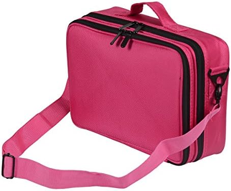 HAODE Travel Makeup Case Makeup Travel Bag Makeup Organizer Travel 2 Layers with Adjustable Dividers Large Travel Cosmetic Bag for Makeup Brushes Toiletry,Waterproof Shockproof (X-Small, Pink)…