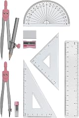 Linex Geometry Set 10-Piece Exam Kit Pink with Self-Centring Compasses Case view 3