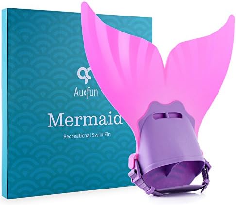 Mermaid Monofin, Adjustable Mermaid Swim Fin Foot Flipper for Kids Girls Swimming Diving Training by Auxfun (Pink-S)