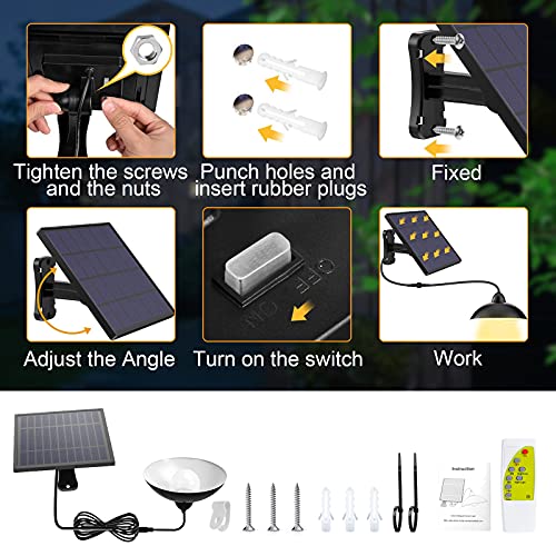Solar-Lights Outdoor LED-Security Waterproof-Pendant Porch-Light - Patio Light, Auto Dusk to Dawn Light with Remote Control, Hanging Lights for Indoor, Yard, Garden, Decorate-Warm White