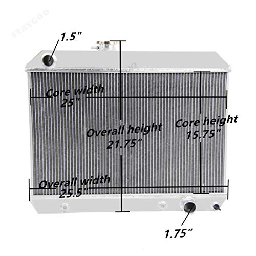 STAYCOO 62MM 4 Row Core Aluminum Radiator for 1965-1967 Pontiac LeMans Tempest GTO - Direct Replacement