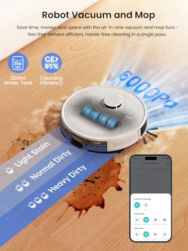 Lefant M2 Pro Robot Vacuum Cleaner with Mop — 90-Day Bagless Self-Emptying, 6000Pa Suction with Carpet Auto-Boost, dToF LiDAR Navigation, 2-in-1 Sweep & Mop, Ideal for Hard Floors & Carpets