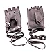 Womens Punk Rock Fingerless Gloves Rivets Studded PU Leather Cosplay Costume Party Black