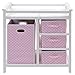 Costzon Baby Changing Table, Infant Diaper Changing Table Organization, Diaper Storage Nursery Station with Hamper and 3 Baskets (White+Pink)