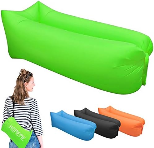 TDH Inflatable Lounger Couch, Outdoor Blow Up Lounge Chair with Carrying Bag for Travelling, Camping (Green)