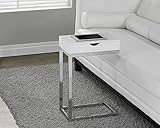 Monarch Specialties Glossy White Hollow-Core/Chrome Metal Accent Table (Kitchen)