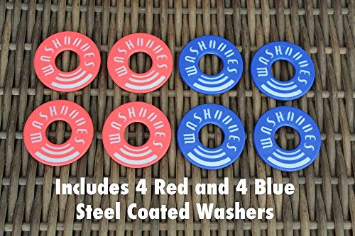 Driveway Games All Weather Washooes Washers Game Set. 8 Pitching Washers & Target Ring Toss Boards (Renewed)