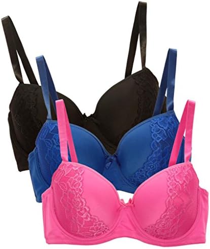 Dynashape Women's Floral Lace Balconette Bras - 3-pk 36D