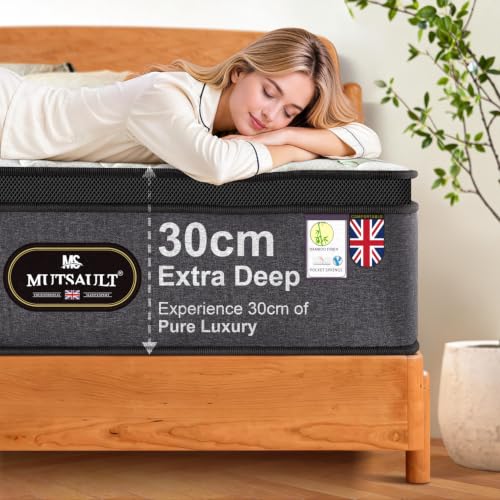 Orthopaedic Small Double Mattress 4FT for Back Pain Relief, Luxe Euro Top Hybrid 7-Zone Pocket Spru…