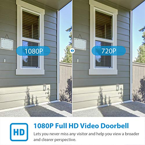 WiFi Video Doorbell, NGTeco Wireless Security Doorbell Camera, 1080P Wide Angle, 2-Way Audio, IP65 Waterproof, Motion Detection, Night Vision for Home Security