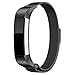 Bon Tech Stainless Steel Milanese Mesh Bands with Adjustable Magnetic Clasp for Fitbit Alta and Alta HR (Black)