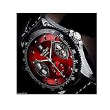 Amyove Winner Mens Sport Red Black Leather Date Automatic Mechanical Army Wrist Watch