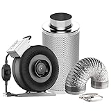 VIVOSUN Air Filtration Kit: 4 Inch 203 CFM Inline Fan with Speed Controller, 4'' Carbon Filter and 8 Feet of Ducting Combo