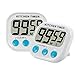 Weicai 2 Pack Digital Kitchen Timer with Premium Magnetic Backing for Cooking, Baking and More (LCD Display, Loud Alarm, Countdown)