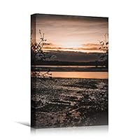 Canvas Wall Art Ocean Sunset Coastal Orange Photography Relax/Calm Romantics Sunset Warm - 12x18 inches