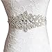 E-Clover Rhinestone Ribbon Sash Belt for Bridal Women's Wedding Dress Belt (Black)