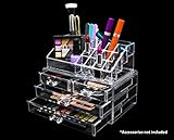 Novel Box Ultra Clear Acrylic Cosmetic & Jewelry 2-Piece Storage Organizer (Rectangular Top + 4 Drawers)