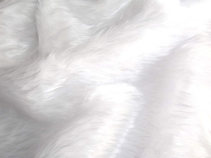 Plain Fun Faux Fur Fabric Material Bright White, 1/4Mtr 75cmx50cm