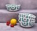 Porcelain Bowl Set 4 for Soup Cereal Rice, Hand Made Floral Pattern Decorative Bowls, Holiday Gift, Mint Blue