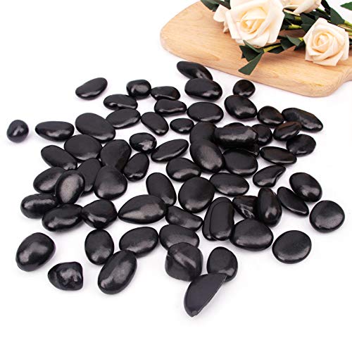 18 Pounds Black Pebbles Aquarium Gravel River Rock, Natural Polished