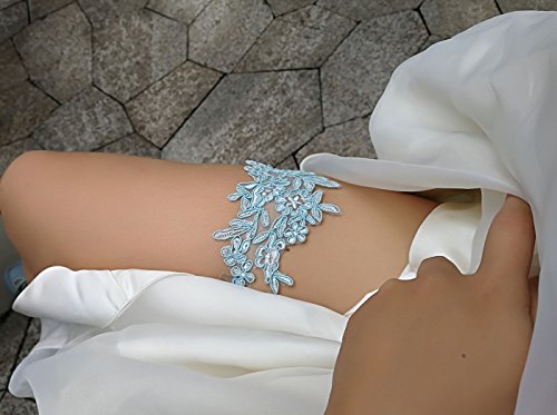 Wedding garters for bride and bridesmaid bridal garter lace (Blue)
