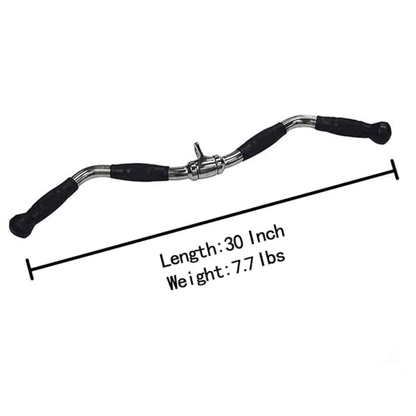 LAT BAR CABLE MACHINE ATTACHMENT, CURL PULLDOWN BAR WITH FULL ROTATION AND RUBBER HANDLE FOR GYM, STRENGTH WORKOUT, BODY TRAINING, MUSCLE BUILDING, 30 INCH