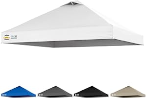 CROWN SHADES 10x10 Canopy Replacement Top - Only Compatible with Crown Shades RM100H Series, Silver Coated with Air Vent, White (Top Only)