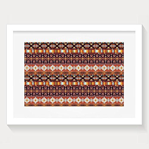 HUANGLING Seamless Colorful Abstract Geometric Aztec Composed With Arrow Pattern Decorative Framed Wall Art Prints For Home Decoration White