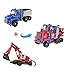 SZJJX Pull Back Excavators 2 in 1 Building Blocks Kits Friction Powered Let Go Monster Vehicle Truck Buildable Toys Construction Bricks Set 235PCS DIY Assembly SJ52012W