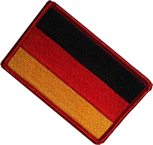 [Single Count] Custom, Cool &amp; Awesome {2.15" x 3.4" Inches} Small Rectangle Bordered National German Flag Germany Colors Stripes Design (Military Type) Velcro Patch "Gold, Black &amp; Red"