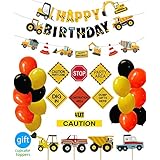 ConstructionÂ BirthdayÂ PartyÂ Supplies Dump Truck Party Decorations Kits Set for KidsÂ Birthday Party 51 pack