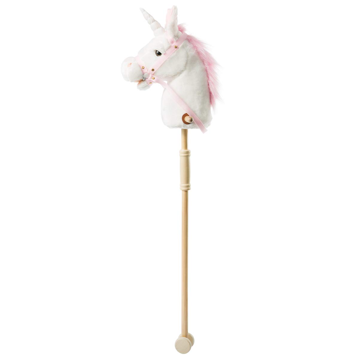 iBonny 36-Inch White Hobby Horse with Good Grip Handles and Wheels Unicorn Plush Toy