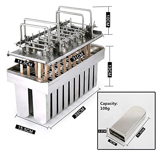 TechTongda 20pcs Stainless Steel Molds for Ice Lolly Popsicle Ice Cream Pops Bars (Type 2)