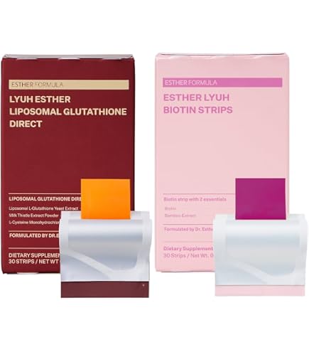 korean glutathione strips ESTHER FORMULA Glow Defense Duo  (30 ct) & Ceramide Strips (15 ct) | Sublingual Fast-Absorbing Oral Strips | Skin Radiance, Hydration & Antioxidant Support Achieve a brighter ESTHER FORMULA Liposomal Glutathione Strips