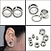Qmcandy 8pcs Stainless Steel Screw Fit Ear Tunnels Single Row CZ Gem Tunnels Piercing Gauge 1/2 inch(12mm)