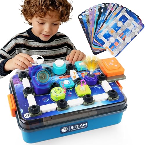 TINYLENS Science Kits for Kids Age 5-7 8-12, Electronics Circuit Exploration Kit with 58 Parts and 12 Task Cards, Learn Basic & Advanced Circuits with Fun, STEM Toys Gift for Boys Girls