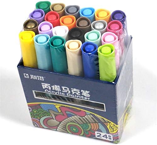 MAICHIHUOY Acrylic Paint Pens, 24 Colors STA Permanent Paint Markers Non-Toxic for Scrapbooking Crafts, DIY Photo Album, Art Rock Painting, Card Making, Metal and Ceramics, Glass