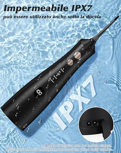 Dental Water Flosser 2025 Test Winner 5 Jet Nozzles and 4 Modes, Dental Hygiene and Interdental Cleaning, Oral Hygiene, Large Tank, IPX7 Waterproof for Home and Travel