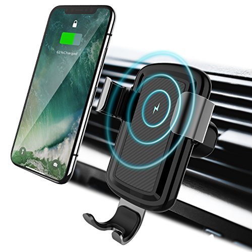 LICHEERS Wireless Car Charger Phone Mount, Gravity Car Wireless Charger Phone Holder Compatible with iPhone X/8/8 Plus Samsung S8/S8 Plus/S7/S7 (Black)