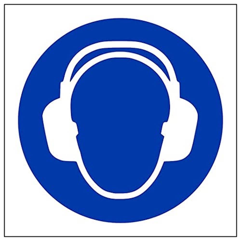 V Safety Eco Friendly Mandatory PPE - Ear Protection Logo - 150 x 150 mm Safety Sign