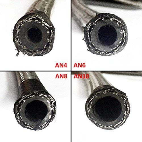 theBlueStone 10FT -6AN Stainless Steel Braided Fuel Line Hose for 3/8" Tube Size