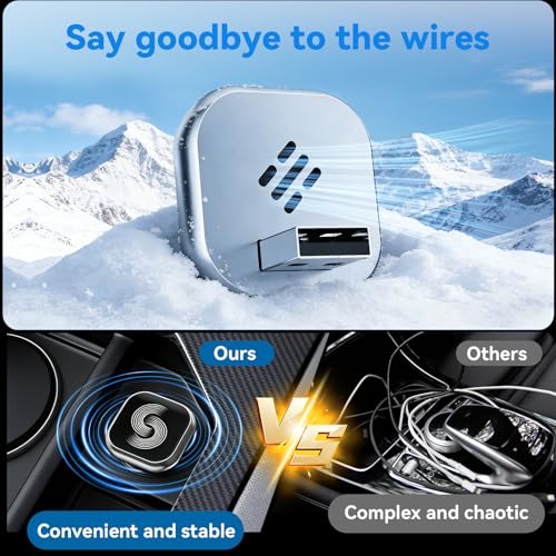 Wireless CarPlay Adapter for iPhone, 2-in-1 Wireless Car Play & Android Auto Adapter, 3X Fast Stable Connection-No Latency from iOS 10+, Wide Compatibility, Plug & Play for 2015+ Cars with USB/Type C